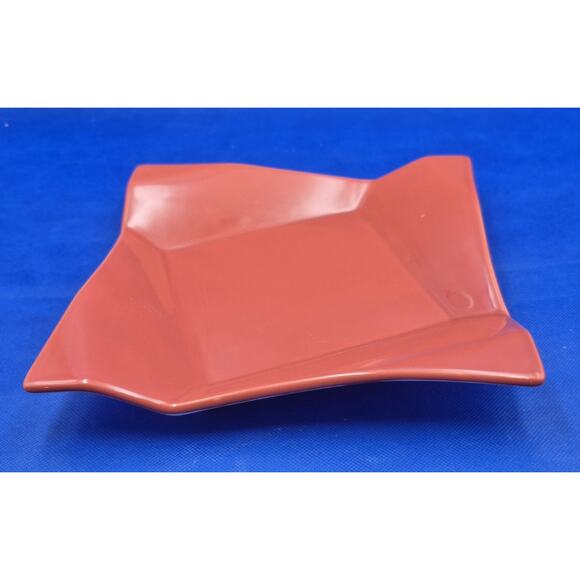 Pier 1 Orange Diamond Fold Plate 9" Great for Fall Decor - Picture 1 of 10